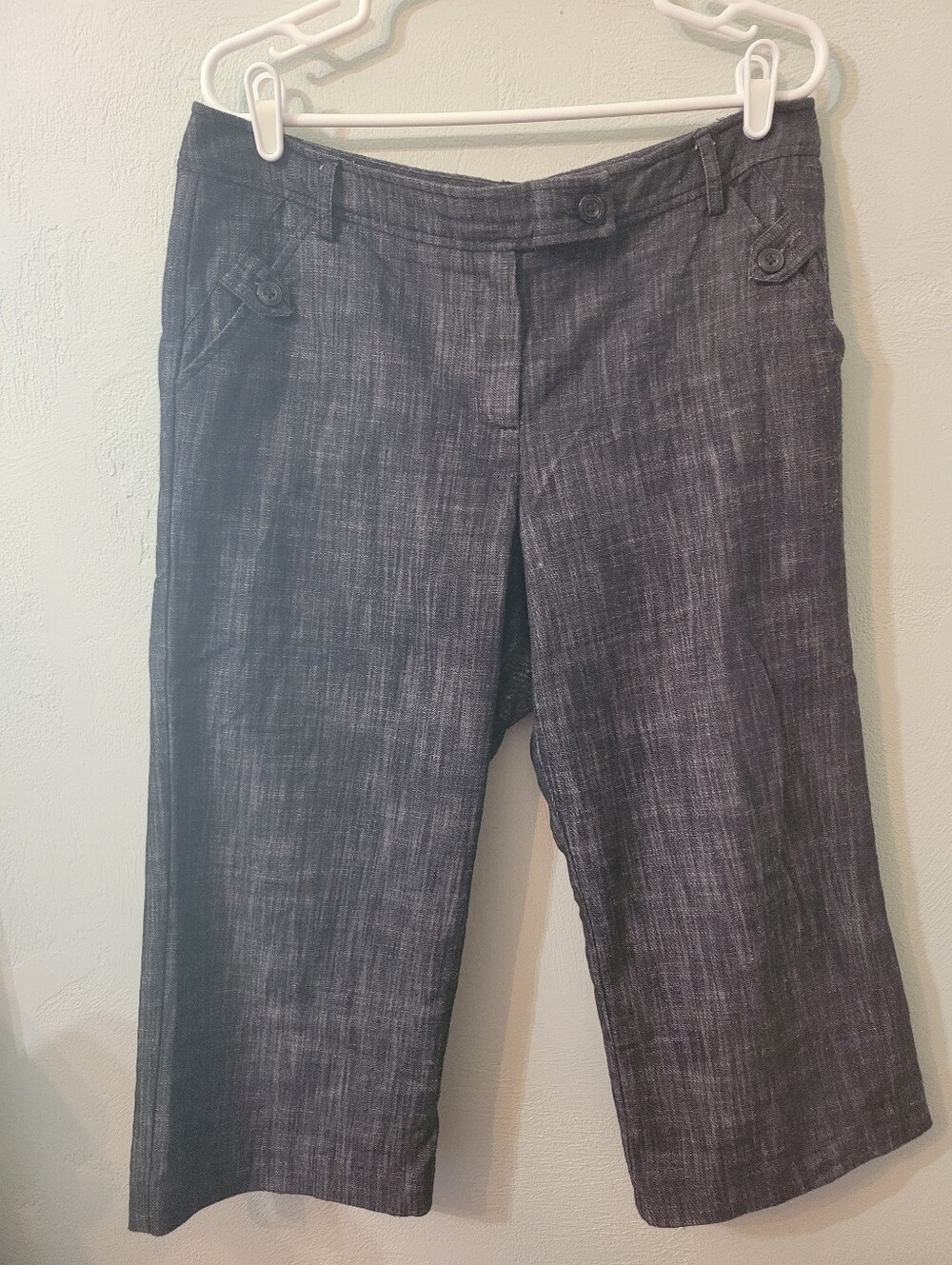 Sandro Unique Cropped WideLeg Stylish Charcoal Black Cotton Blend Pants Size 12!